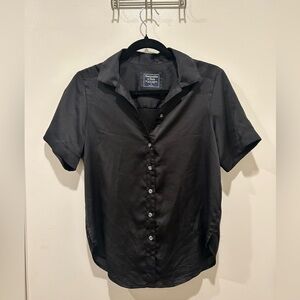 Abercrombie & Fitch Satin Black Button Down Shirt